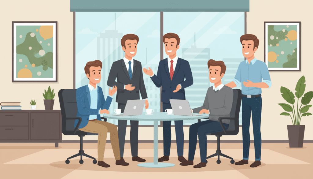 men chatting